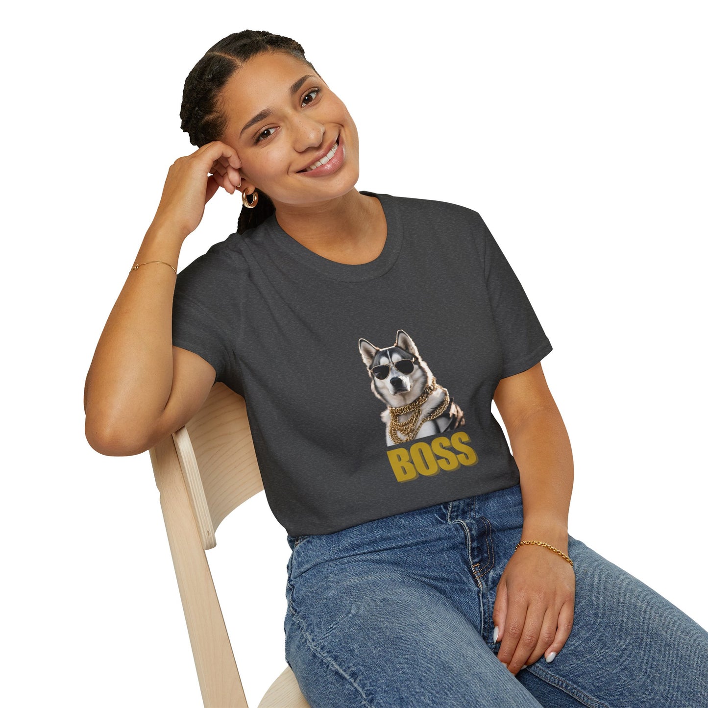 Husky BOSS Tshirt, Graphic T Shirt, Gifts for Her / Him, Dog Lovers Cute Cool Artistic